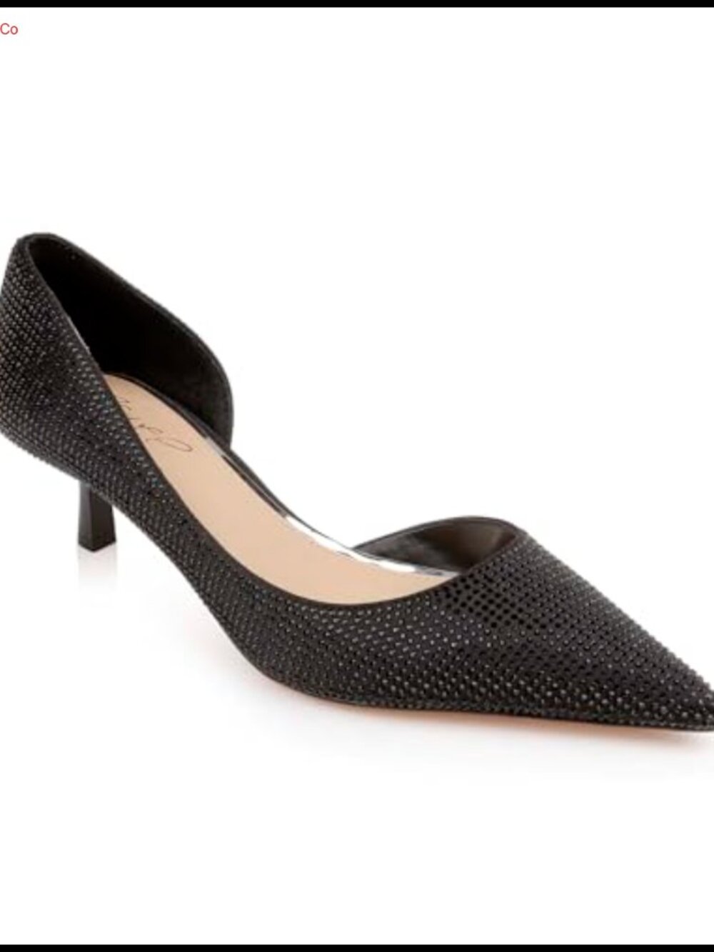 Teegan Pointed Toe Kitten Heel Slingback Pumps Gem Embellishments